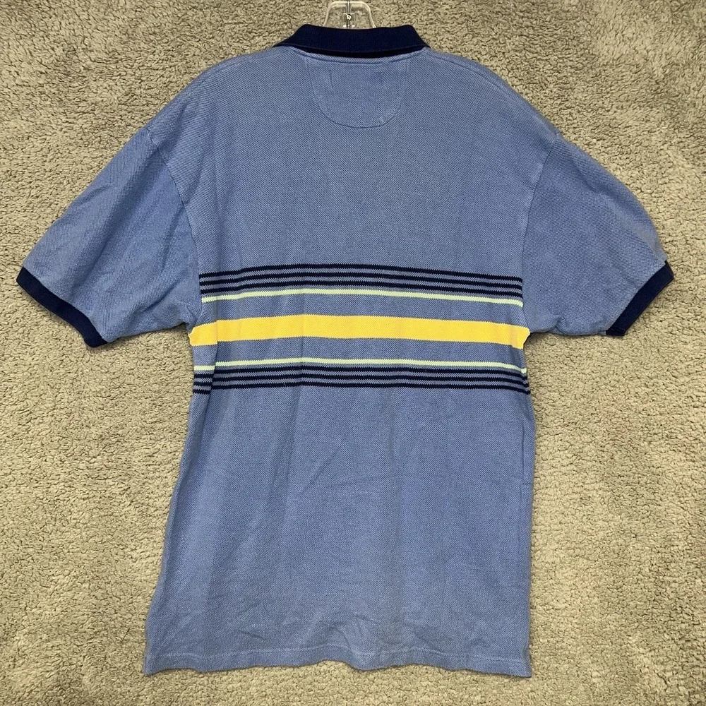 VTG Polo Ralph Lauren Shirt‎ Men's Size Medium Blue Stripe Polo Made in USA 90s